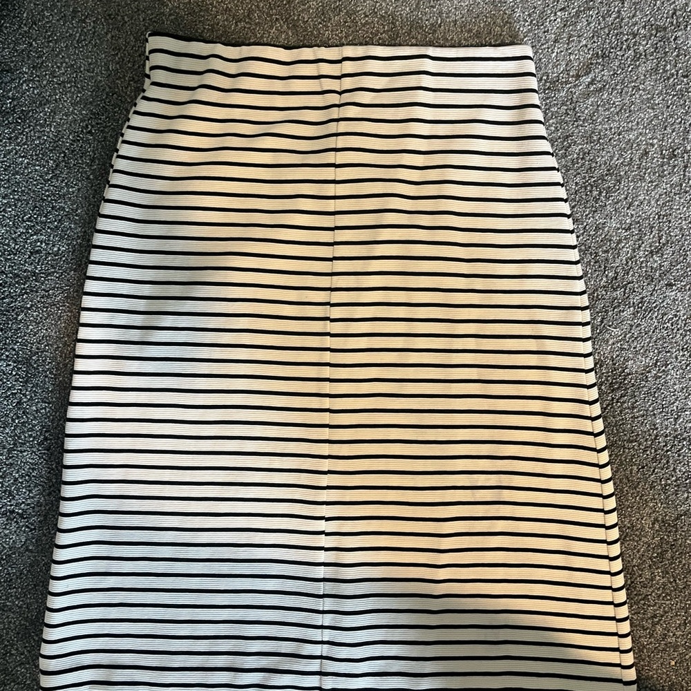 LOFT Black and White Striped Pencil Skirt